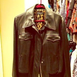 Black lamb skin leather jacket